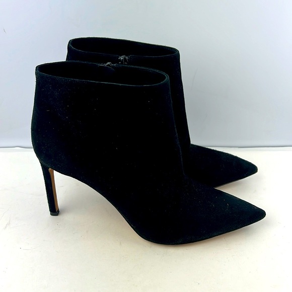 Vince Black Suede Heeled Booties Womens Size 9 - Picture 2 of 7